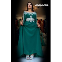 Robe dubai moderne farasha vert et argent