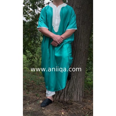 Gandoura vert d'eau pour homme moderne 