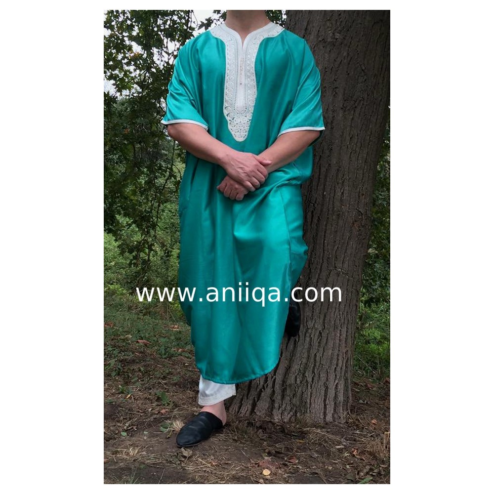 Gandoura vert d'eau pour homme moderne 