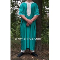 Gandoura vert d'eau pour homme moderne 