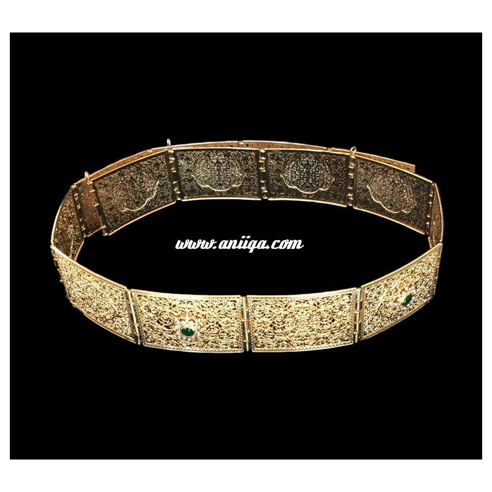 Ceinture marocaine  en métal strass argent