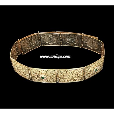 Ceinture marocaine  en métal strass argent