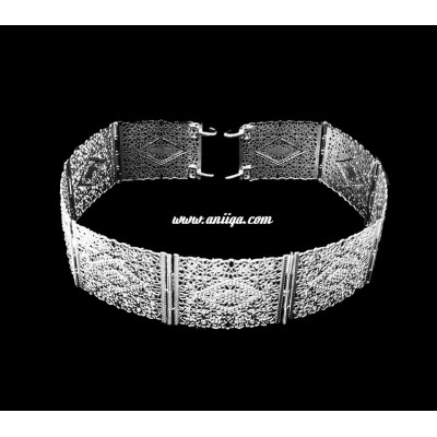 Ceinture marocaine en metal  argent strass