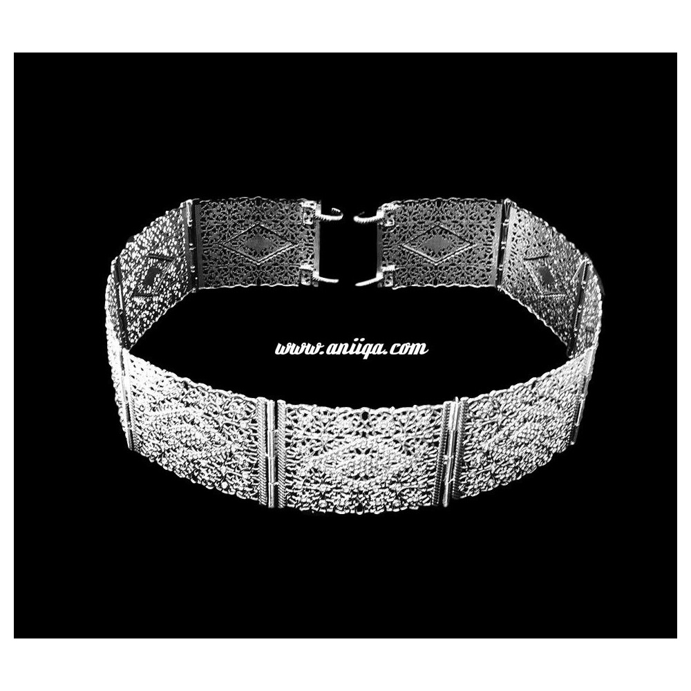 Ceinture marocaine en metal  argent strass