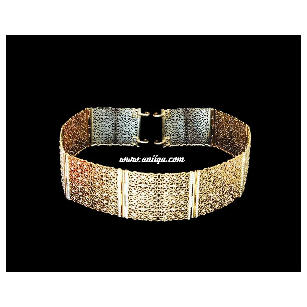 Ceinture marocaine en metal doré strass