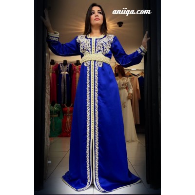 Caftan simple bleu roi