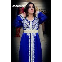 Caftan simple bleu roi