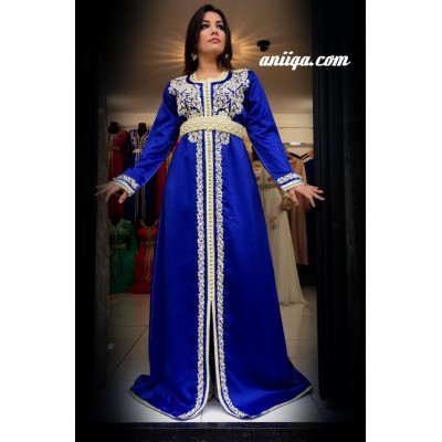 Caftan simple bleu roi