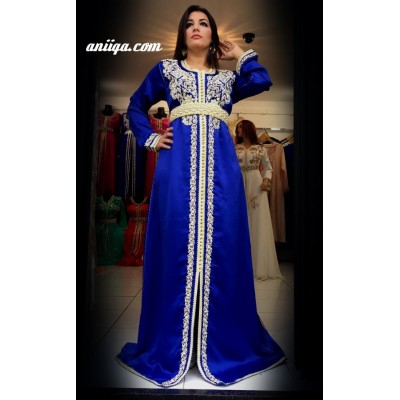 Caftan simple bleu roi