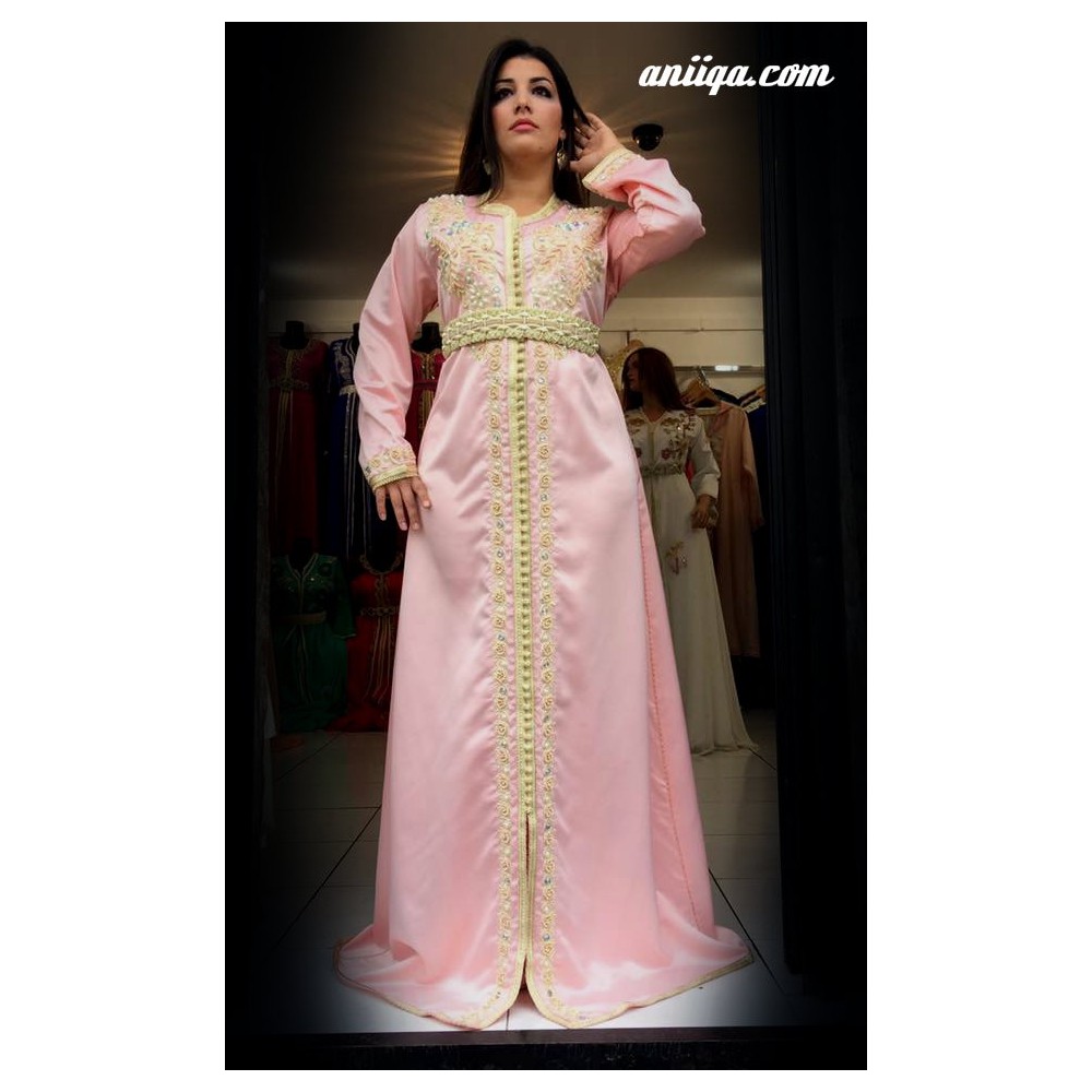 Caftan marocain simple rose pale 