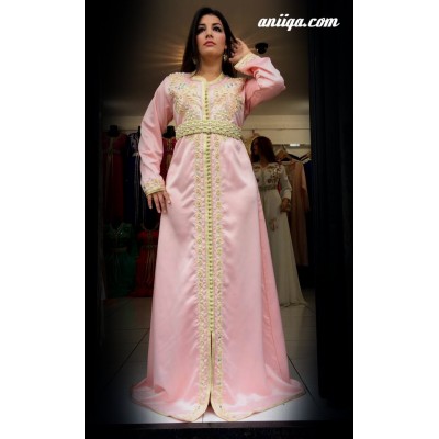 Caftan marocain simple rose pale 