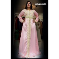 Caftan marocain simple rose pale 