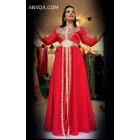 Caftan marocain de mariage rouge  avec cape 