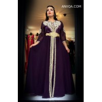 Caftan marocain 2018 prune avec cape