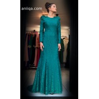 Robe de soirée dentelle vert emeraude Leila