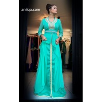 Caftan marocain 2018 vert d'eau Assia