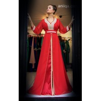 Caftan marocain simple rouge Kawtar