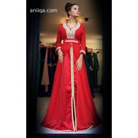 Caftan marocain simple rouge Kawtar