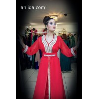 Caftan marocain simple rouge Kawtar