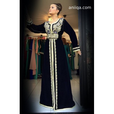 Caftan velour 2017 bleu nuit Zahira