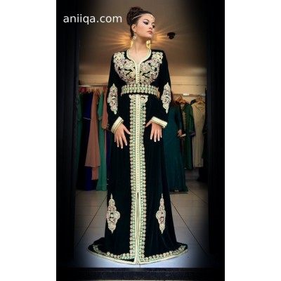 Caftan velour vert royal Sana