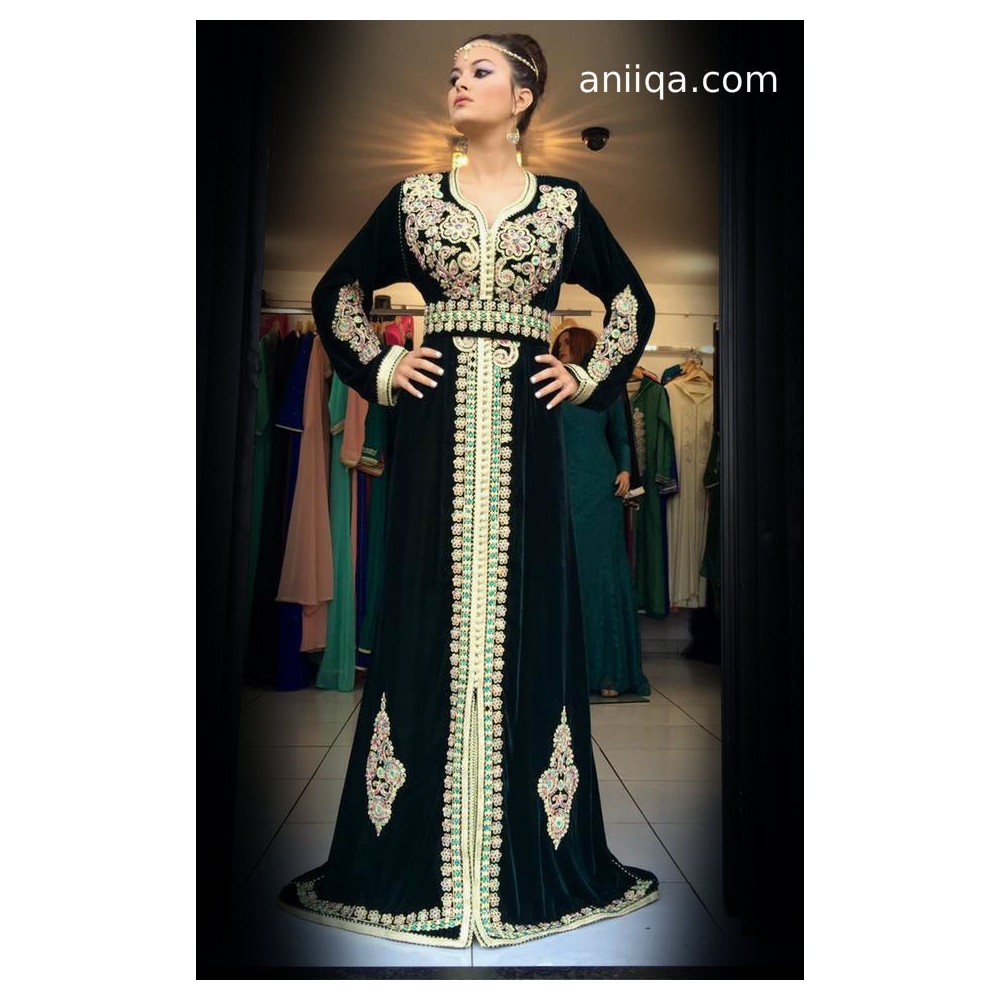 Caftan velour vert royal Sana