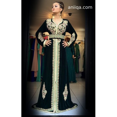 Caftan velour vert royal Sana