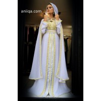 Caftan de mariage blanc et doré Leila