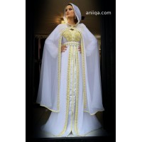 Caftan de mariage blanc et doré Leila