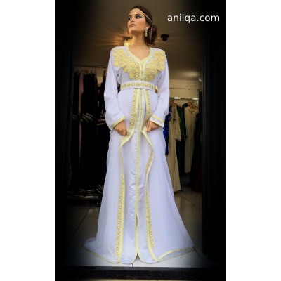 Caftan de mariage blanc et doré Leila