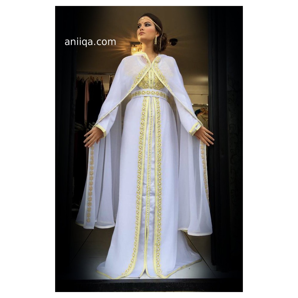 caftan mariage 2018 blanc et doré.caftan mariage paris.caftan pas cher