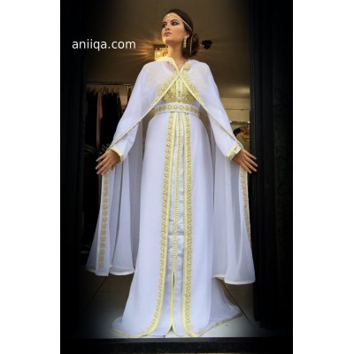 Caftan de mariage blanc et doré Leila