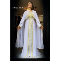 Caftan de mariage blanc et doré Leila