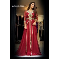 Caftan marocain moderne bordeaux 