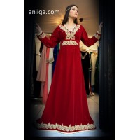 caftan velours rouge coupe cloche Amina