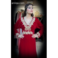 caftan velours rouge coupe cloche Amina