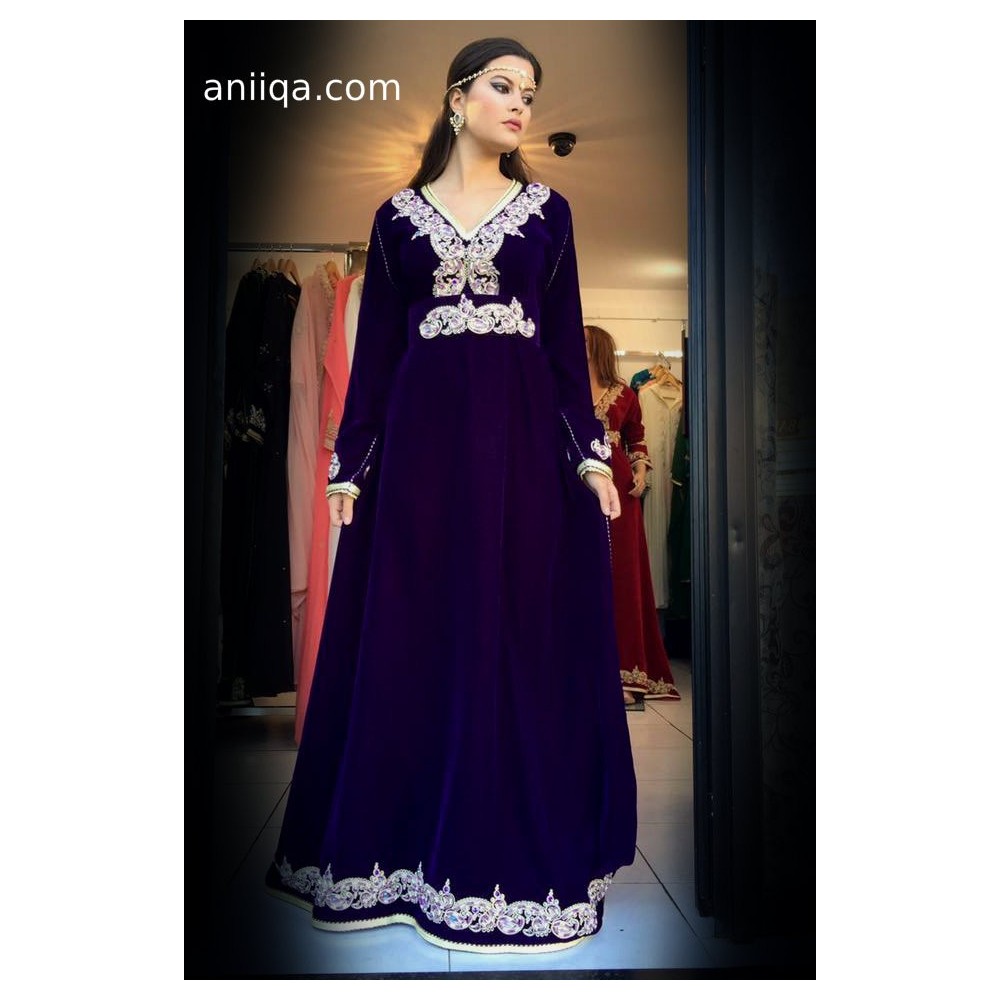 Caftan velours violet moderne Amina 2