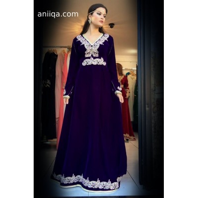 Caftan velours violet moderne Amina 2