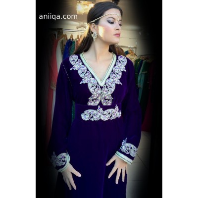 Caftan velours violet moderne Amina 2