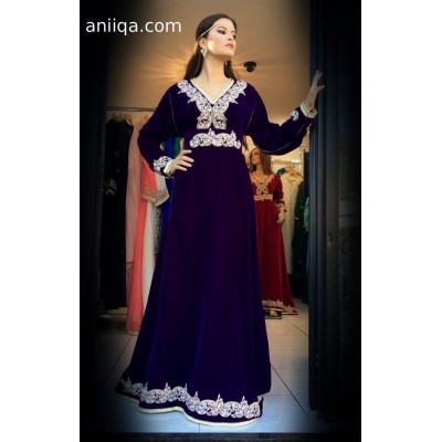 Caftan velours violet moderne Amina 2