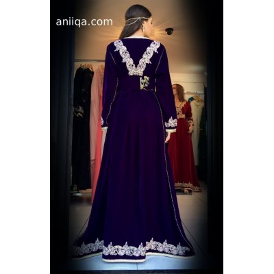 Caftan velours violet moderne Amina 2