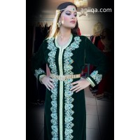caftan marocain velours vert  royal Henna