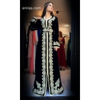 caftan velours 2017 noir, robe marocaine 2017 