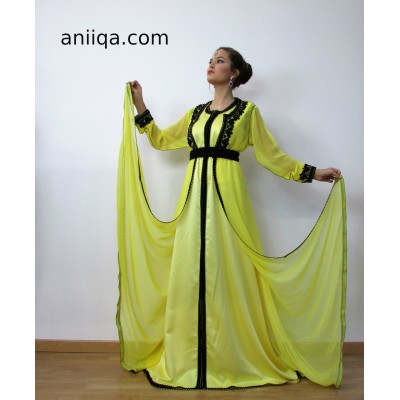 Caftan jaune et noir moderne 2017