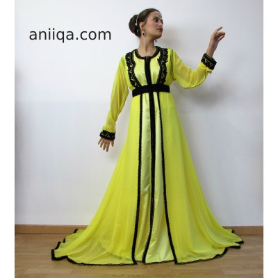 Caftan jaune et noir moderne 2017