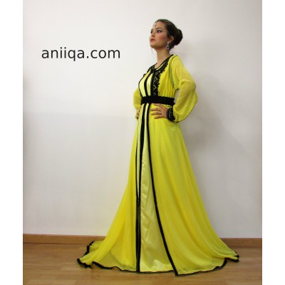 Caftan jaune et noir moderne 2017