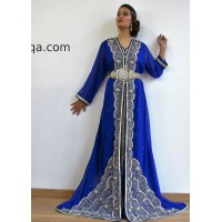 Caftan sari marocain bleu roi 2017 Samia