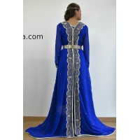 Caftan sari marocain bleu roi 2017 Samia