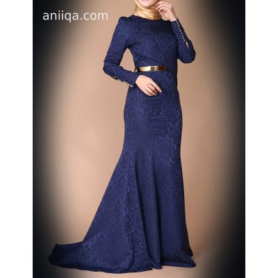 Robe de soirée sirene bleu marine assia