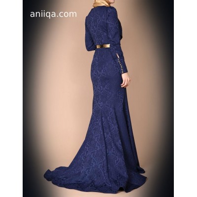 Robe de soirée sirene bleu marine assia